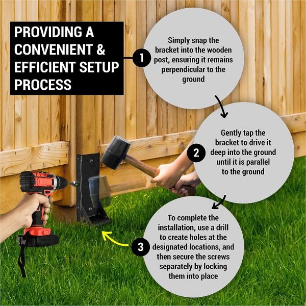 Sturdy Metal Fence Post Anchor Ground Spike for Repairing Tilted or Broken Posts