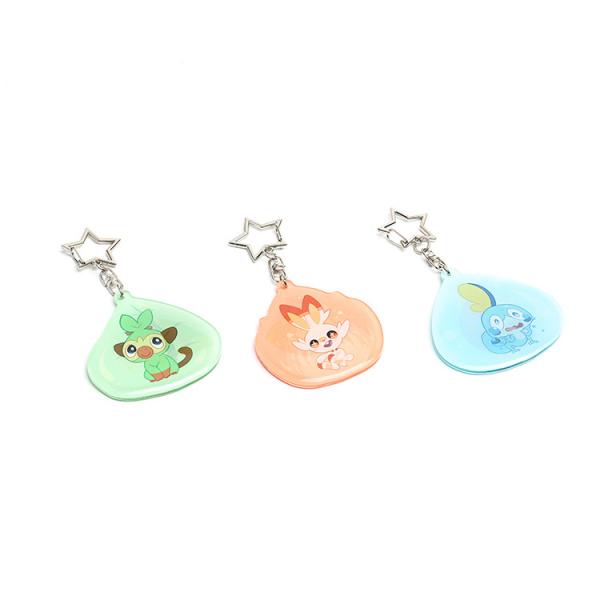 Custom Clear Printed Double Glitter Epoxy Resin Acrylic Charms Keychain for Gift