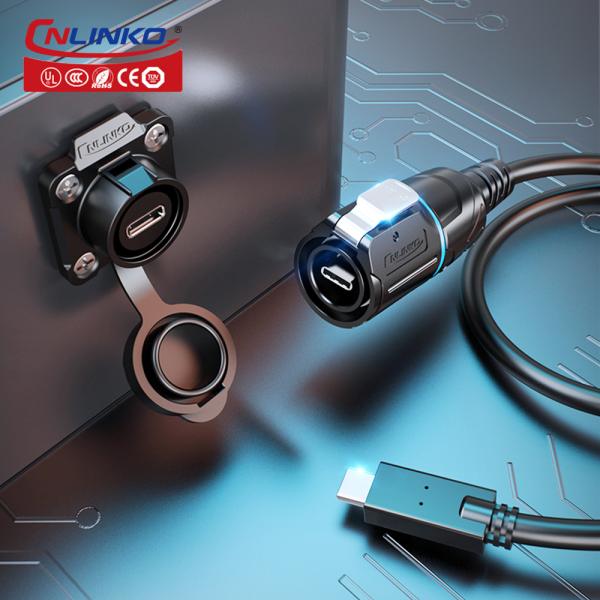 Cnlinko Manufacturer LP16 Industrial Waterproof Fast Transfer Data USB Type c Connector Male Usb Type c Female Connector