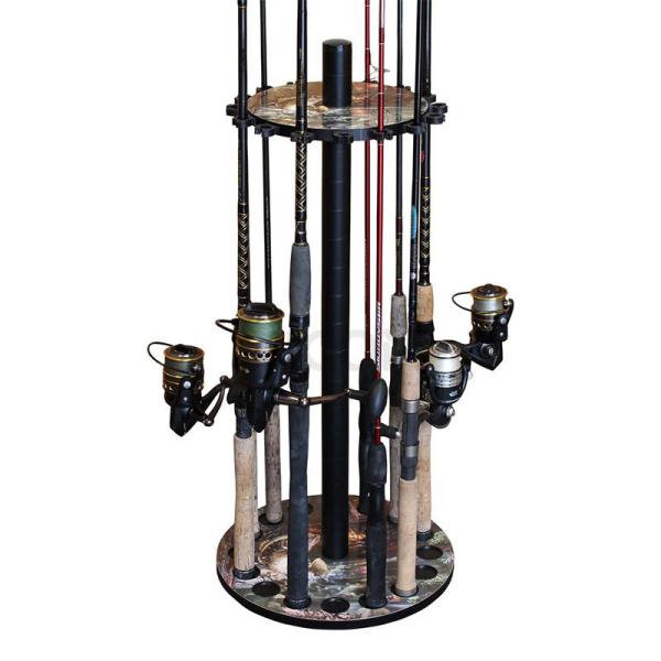 Wooden Fishing Rod Display Rack Round Pole Holder Fishing Reel Rack