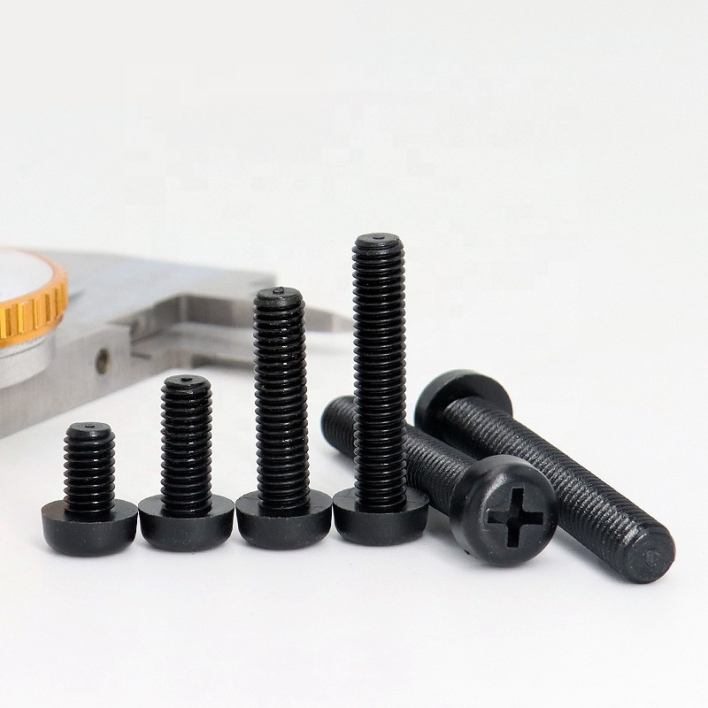 Phillips Round Head Black Nylon Screws Fastener M3.5 Threads for Metric Measurement System Grade Class 4 Electronics