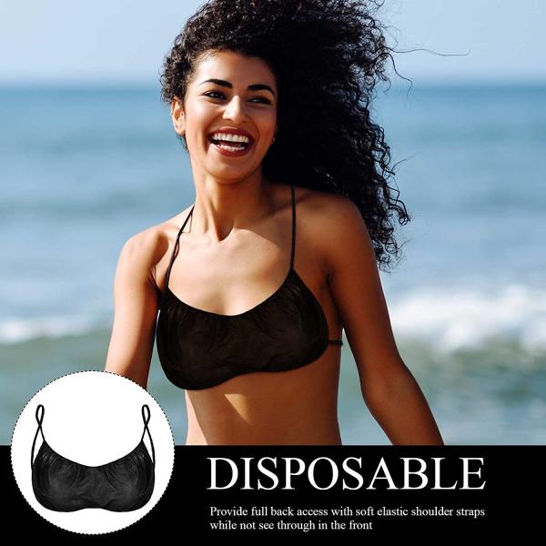 S&J Disposable Bra OEM High quality one piece bra black shoulder straps women sexy disposable non woven spa bra