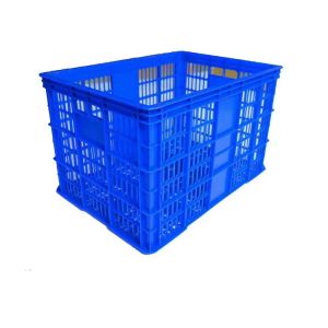 Plastic Customized Mesh Solid Box Crate Basket with Vented Sides Iron Handle
