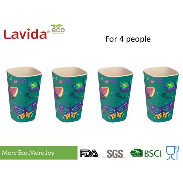 Solid Blue Organic Bamboo Fiber Travel Mug Heavy Metal Free Tasteless Shatter Proof