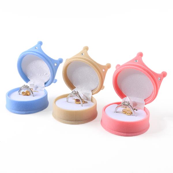 personalized hign end flip crown velvet ring box jewelry packaging for Holiday gifts