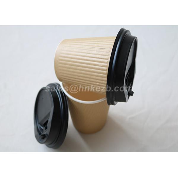 280ml Black Disposable Coffee Cups For Hot / Cold Beverages Ripple Wall