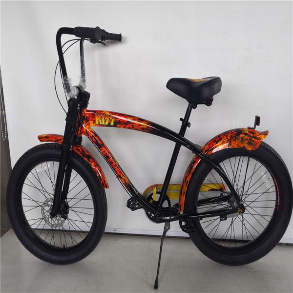 Adult 3 Speed 24 Inch 3.0 Inch Fat Tire Beach Cruiser Bike with Double Wall Alloy Rim