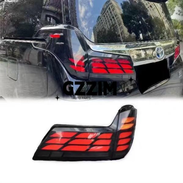 Lâmpadas traseiras LED de plástico de ABS preto vermelho para carros para Alphard 2015-2022 Atualização para 2024