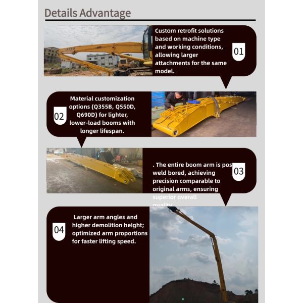 Excavator Demolition Boom High Reach Arm and Boom 23-24m Long Attachment for SK350 Hot Sale