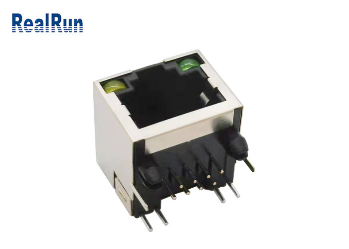 Разъем-розетка RJ45 PBT PA46 8P8C модульная с экраном металла