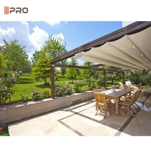 Customized Modern Aluminium Pergola Waterproof Sunshade Retractable Adjustable Pvc Roof