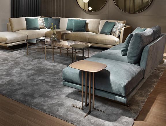 Soft Living Room Fabric Modern Sectional Sofa With Solid Wood Frame Multi Seats