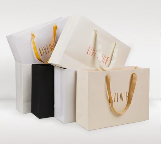 BSCI White Flexographic Printed Ribbon Handle Bags