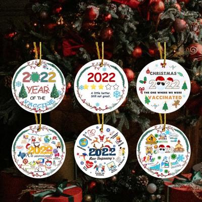 3 polegadas de impressão UV dos ornamento cerâmicos da árvore de Natal para a decoração do pendente da casa