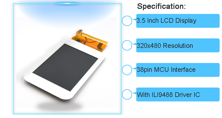 480x320 ILI9488 Display 3.5 Inch SPI TFT Touch LCD Screen Shield With 8/16 BIT MCU Interface