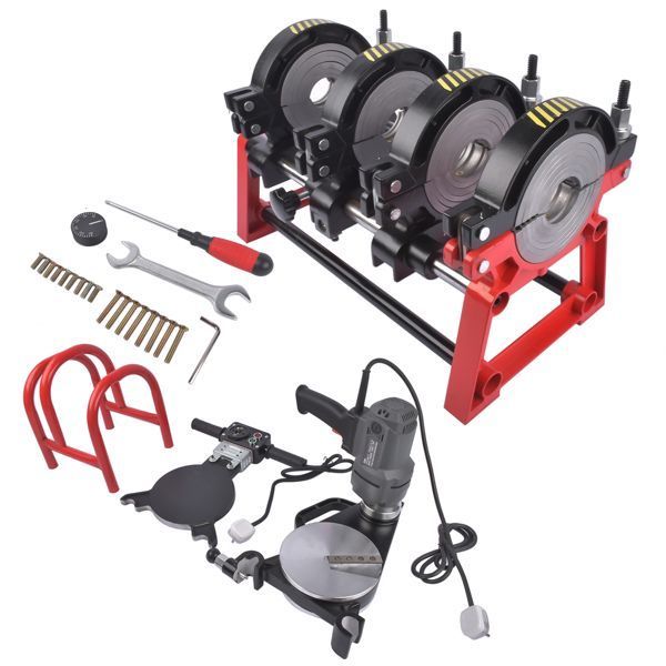 63-200mm Pipe Butt Fusion Welding Machine Complete Kit Milling Cutter Heating Plate Field Use