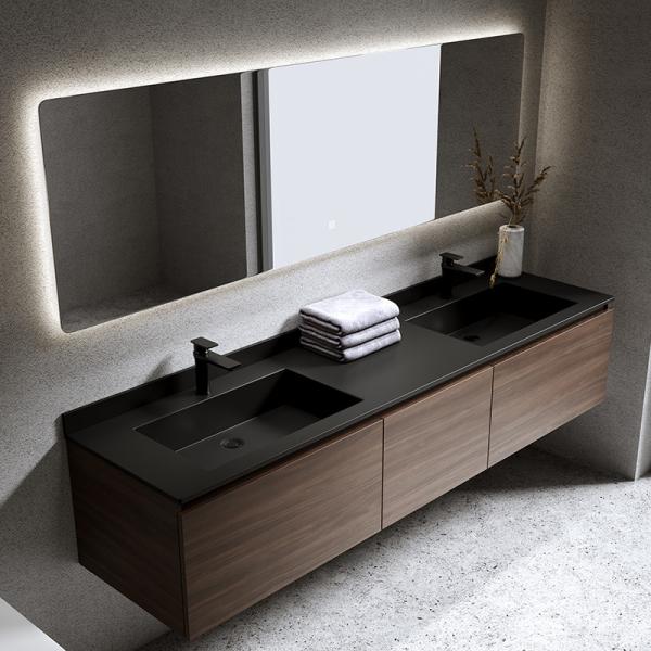 Wall Mounted Double Sink Solid Wood Bathroom Vanity Cabinet for Customized Made Order