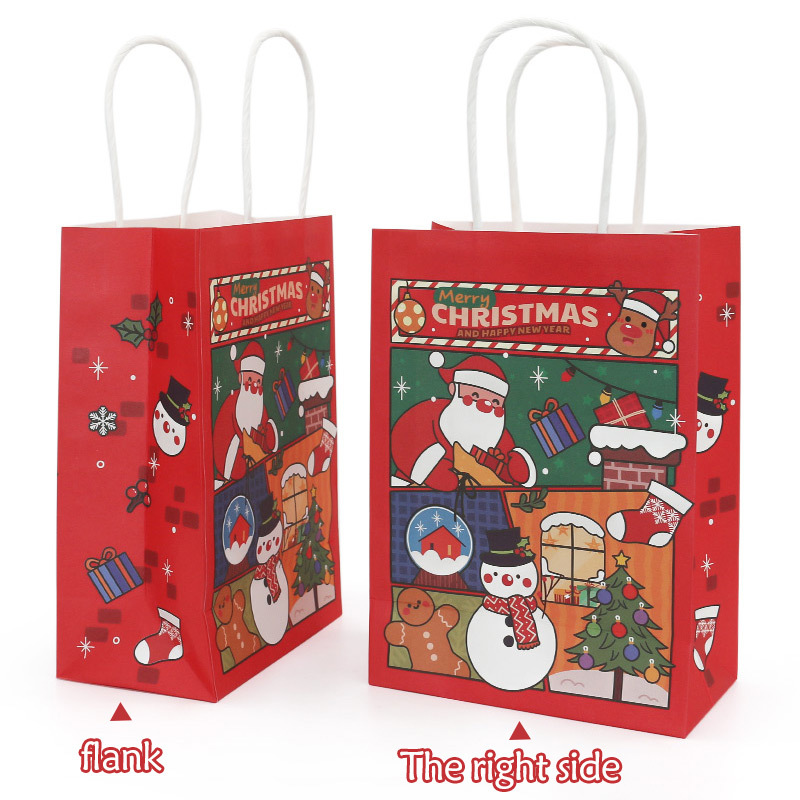 Christmas Kraft Paper Gift Bags Durable Paper Jewelry Bag For Holiday Goody Items