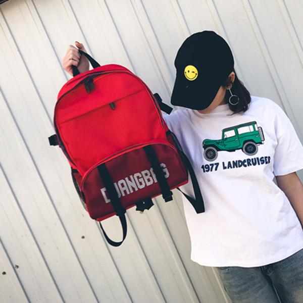 Summer south Korean version of the new canvas backpack female bag schoolbag college wind large capacity travel bag