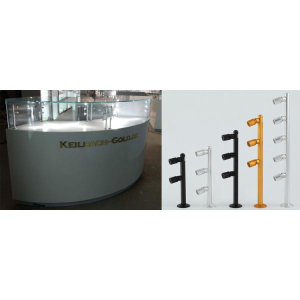 Круглые кривые деревянные белые витрины ювелирных магазинов с светодиодными светодиодами