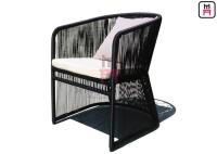 Aluminum Frame Outdoor Restaurant Tables , Black Rope Rattan Dining Chair With Armrest 