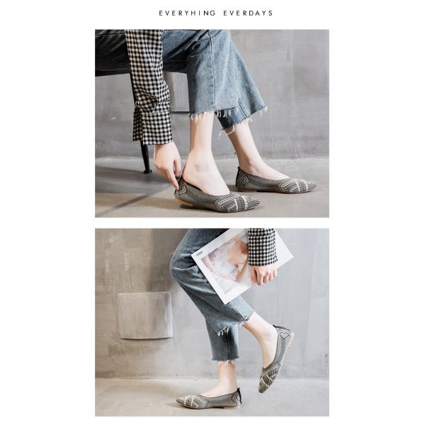 Hot Sale Lightweight Breathable Women's Shoes Pointed Toe Geometric Pattern Casual Flats