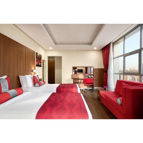 OEM/ODM Wyndham Ramada Inn Encore High Quality Deluxe Queen Hotel Bedroom Set Modern Wood Design for Business Hotel Furniture