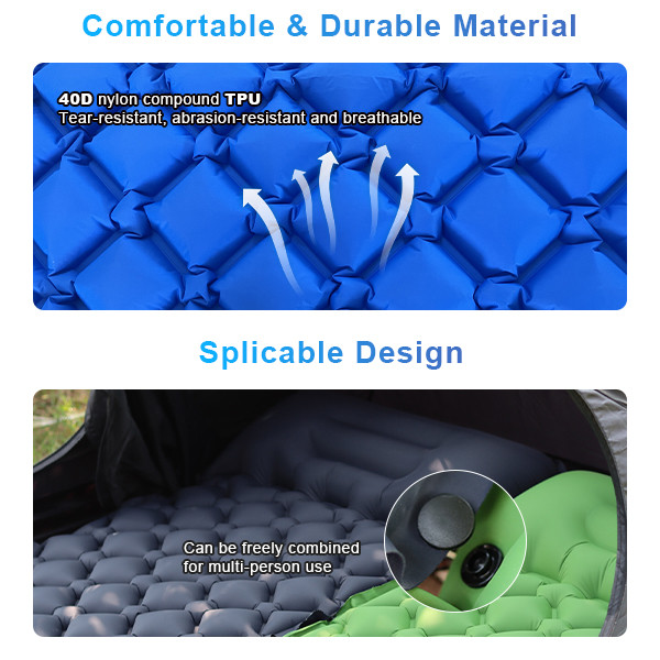 Waterproof TPU Outdoor Sleeping Pad Hiking Mat 5cm Inflatable Camping Pad