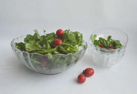 glass salad bowl set
