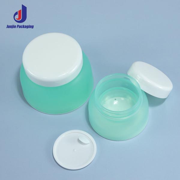 Produit cosmétique industriel de finition matte Crème de lotion Jar avec couvercle Vert translucide Luxe vide 50G récipients cosmétiques
