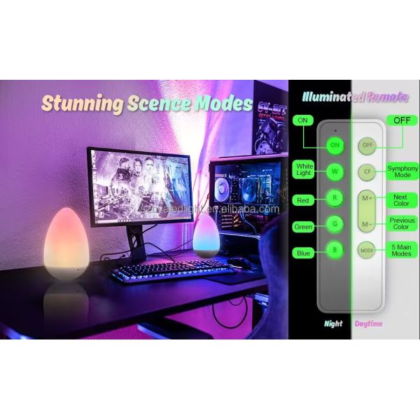 Colorful Portable Table Lamp Cute Remote Control Table Lamp Dimmable