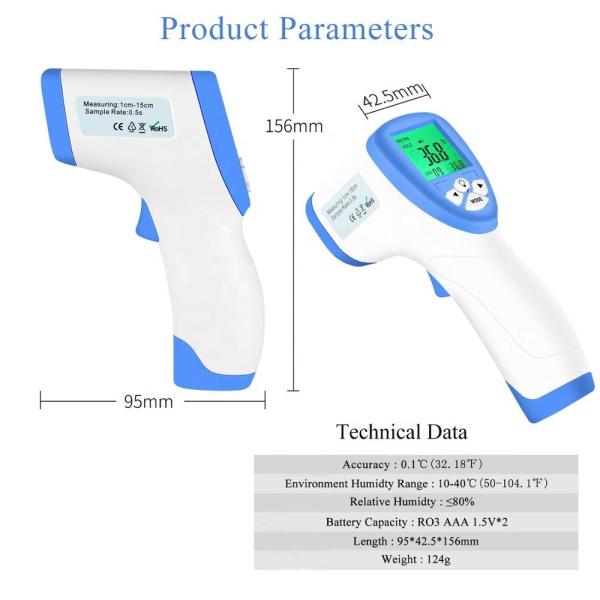 Instant Read Infrared Forehead Thermometer Fever Indicator Three Colour