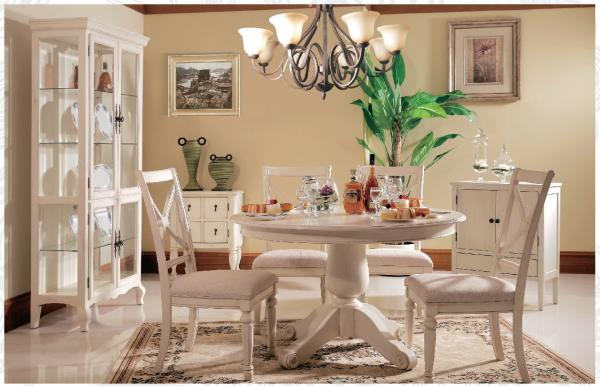 Luxury Villa/European Furniture,White Dining Table,Rustic Style Furniture,VS-008