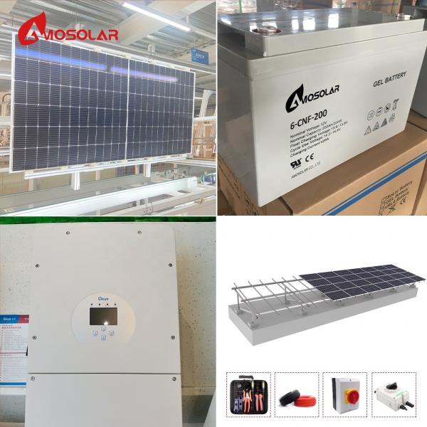Kit de Sistema de Energia Solar Amosolar para Casa 5kw 8kw 10kw Hybrid Single-phase 230VAC Kit Solar