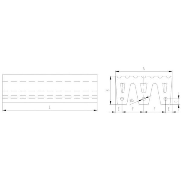 M-Type Rubber Fender with Large Contact Surface for Low Pressure Pushing and Strong Attachment via Triple Legs