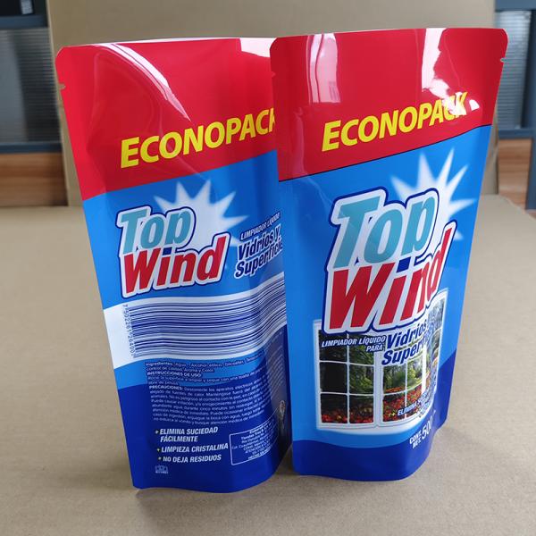 30% RPET Stand-up Pouch For Glass Cleaner GRS Certified Heavy Metal-Free EU REACH