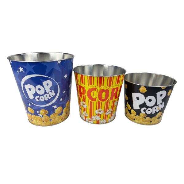 DADI Commercial Theater Grade Popcorn Metal Bucket 5L Galvanized Tin Bucket