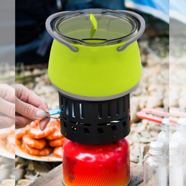 Dobradura portátil do silicone que cozinha o potenciômetro 1.0L para o acampamento exterior