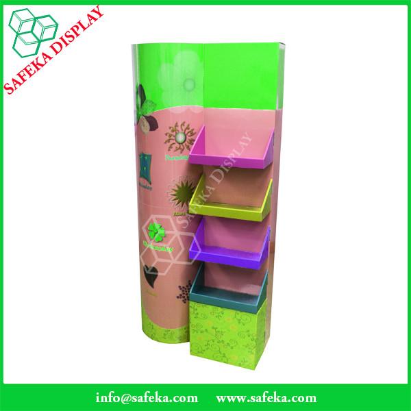 pop 4 tier display Customized  printed Promotion Rack Supermarket advertising shelf Cardboard make up display stand