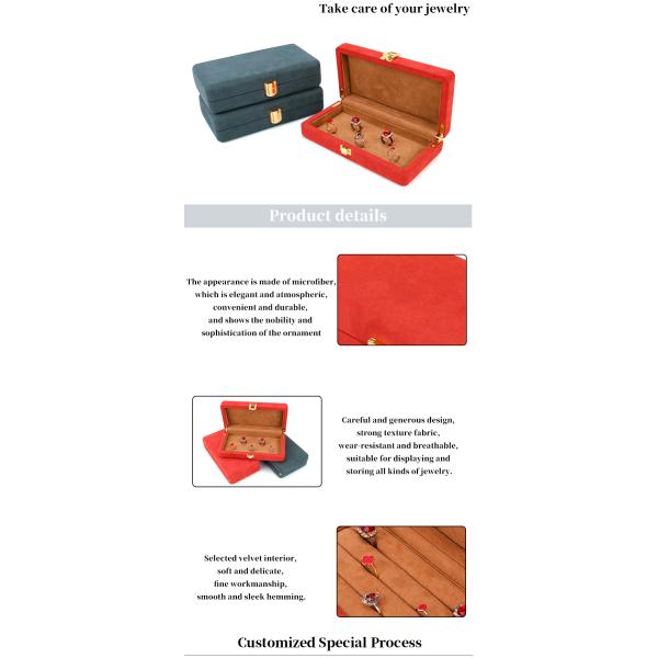 Boîte de bijoux en cuir en microfibre orange personnalisée pour bracelet et anneau de Stud 19.5*11*5cm