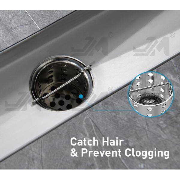 Brushed Silver Stainless Steel Shower Channel Drain With Tile Insert Grate