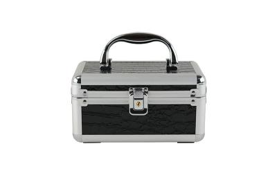 Small Black PU Aluminum Cosmetic Case, Aluminum Cosmetic Beauty Boxes