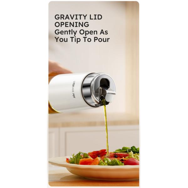 280ml 500ml Kitchen Glass Auto Flip Oil Dispenser Cooking Leakproof No Drip Stainless Steel Cap Oil Container Soy Sauce Bottle