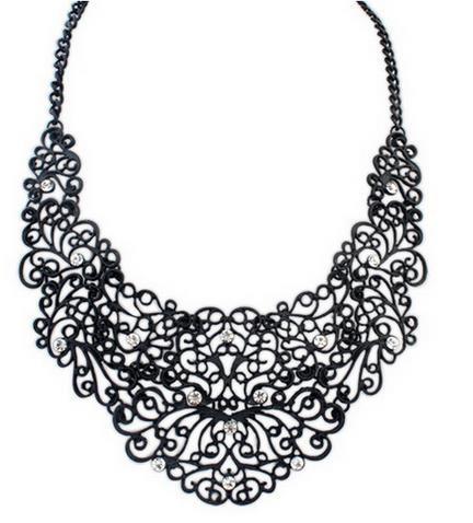 Sparkle Dance Wear Accessories Black Hollow Crystal Collar Necklace