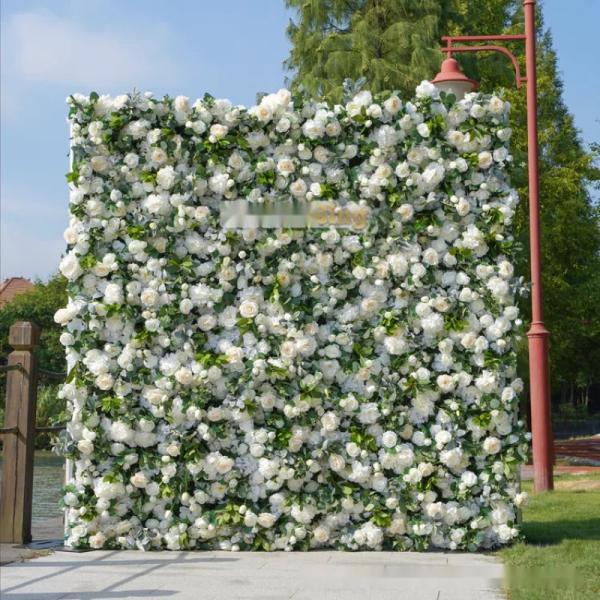 3D Cloth Flower Wall and Simulated Green Plants for Wedding Valentine's Day Christmas