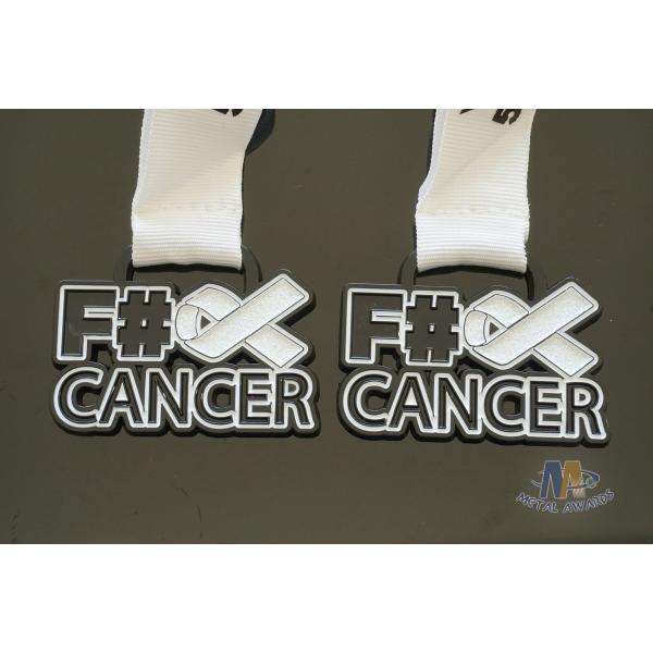 Cancer Aids Logo Custom Soft Enamel Medals Spray Black Plating And With Printing Ribbon