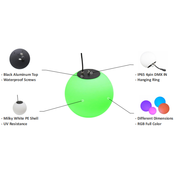 Art Museum 300mm Addressable DMX Hanging LED RGB Artnet Pixel Sphere Ball Lights