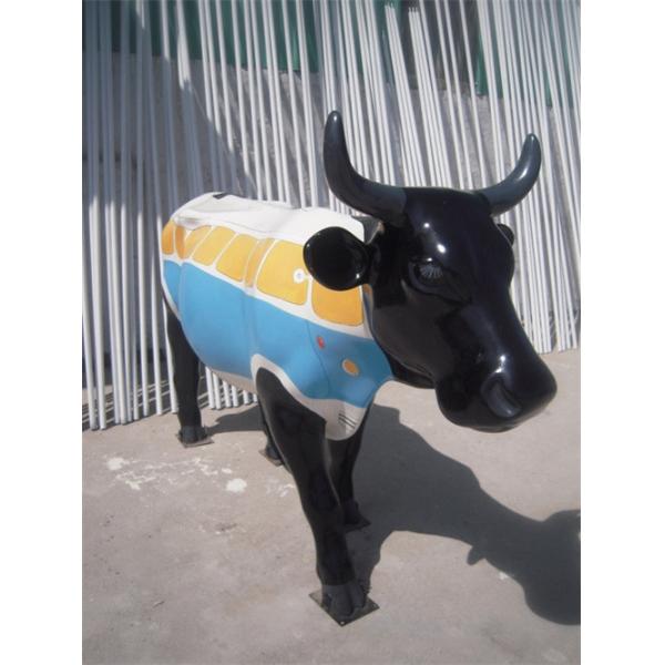 Fiberglass Life Size Animal Statues Garden Painted Cow Sculptures For Mall