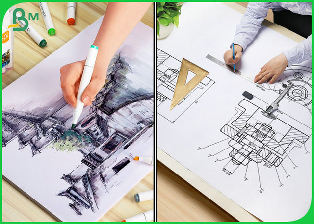 FSC Approved White 36 *150 CAD Plotter Paper For Canon Plotter Printer Большой формат белая 36 × 150 CAD графика бумаги для графика принтера Canon