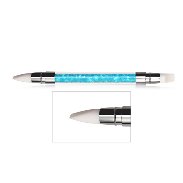 5Pc Dual-ended Nail Scrubbing Brush Rhinestone Handle Silicone Nail Brush
